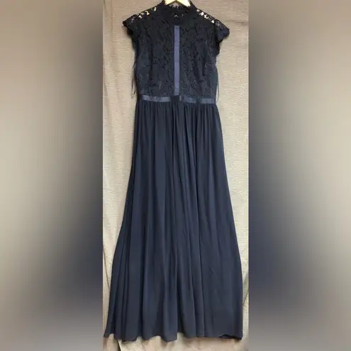 No brand navy blue formal gown, size 10 lace top with chiffon bottom