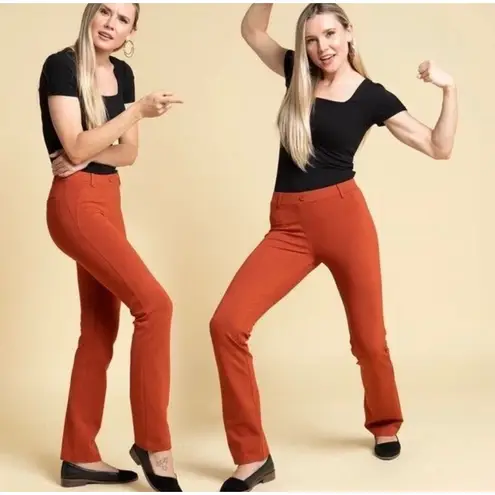 Betabrand L Petite Dress Pants Pumpkin Orange Career Work Casual Stretch