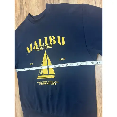 ASOS Malibu Yacht Club Sweatshirt XS 100% Cotton Navy Graphic