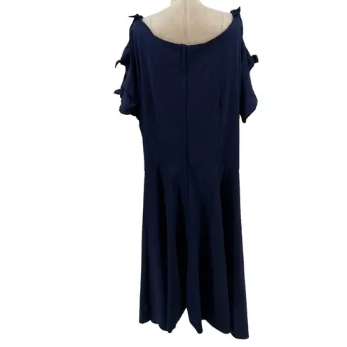 Unique Vintage  Selma Swing Dress Navy Blue Bow Sleeve Plus Size 5X / 26