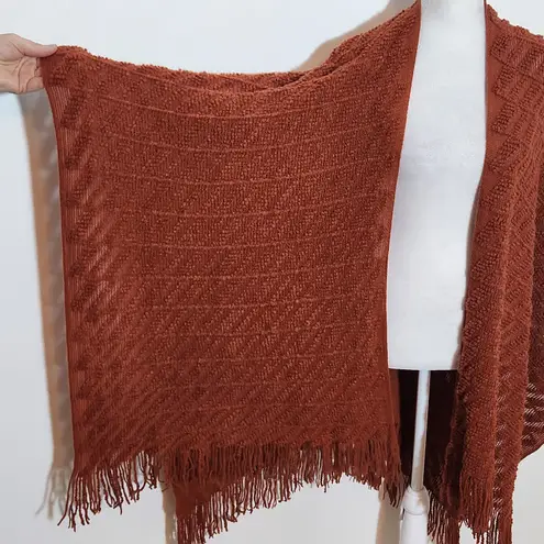 Stein Mart Rust Fringe Wrap Shawl NWT One Size Rust Knit Wrap Brown
