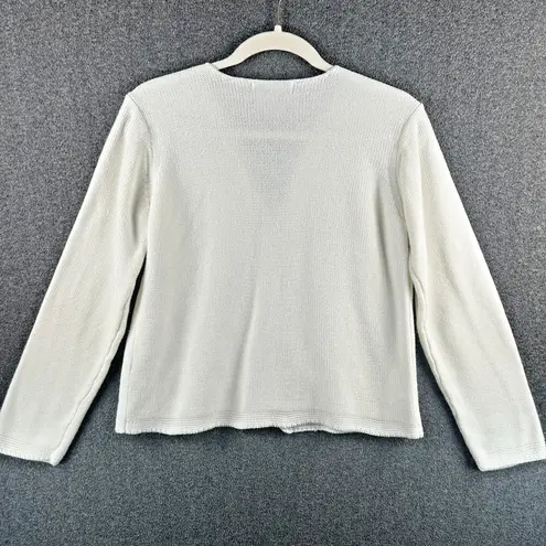 Vintage Rum Runner Women's XS Knit White Cardigan Sweater Linen Cotton Blend