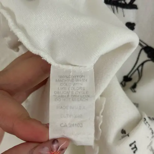 CACTUS Vintage Y2K White Black Paris Eiffel Tower V Neck Graphic Long Sleeve Top Size L