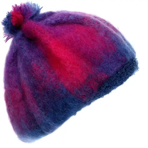 Donegal Design Mohair Wool Tam Hat Multi Plaid Handwoven Made in Ireland EUC Pink - Image 1