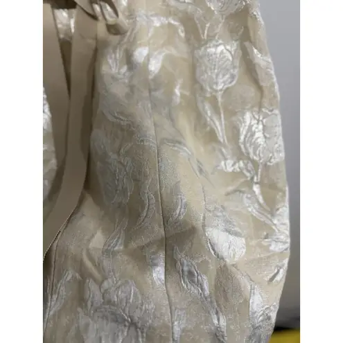 Chetta B Sherrie Bloom Peter Noviello Cream And Silver metallic floral Dress 8