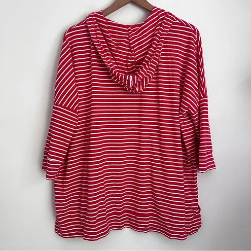 Coolibar Key Colony Hooded Striped Long Sleeve Shirt UPF 50 Red Beach boxy XL