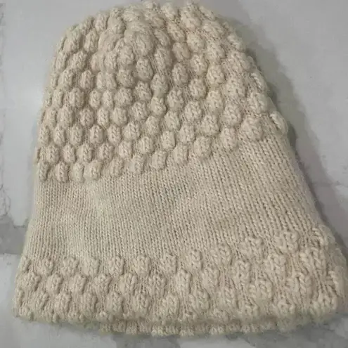Winter Beanie Popcorn Texture Knit Hat Cream Color Stretchy Cozycore Outerwear