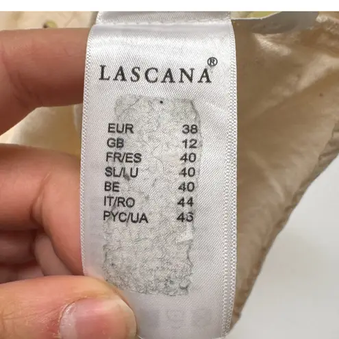 LASCANA Dress Womens Size 8 US 12 UK Beige Linen Blend Button Front Midi Tan