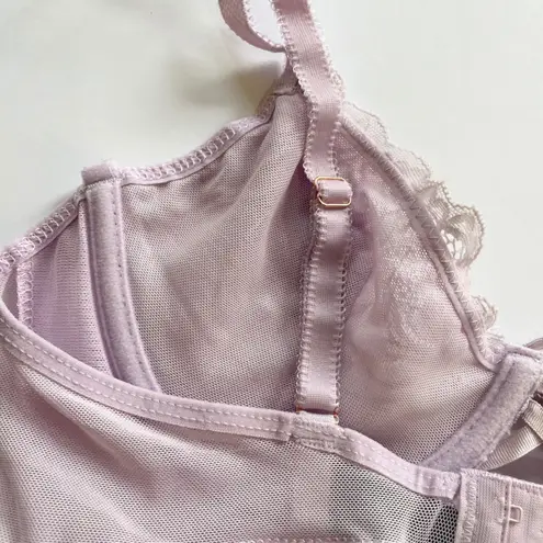 Rachel Roy Camisole Babydoll Lingerie Lace Trim Sheer Open Bust Purple Size M Size M