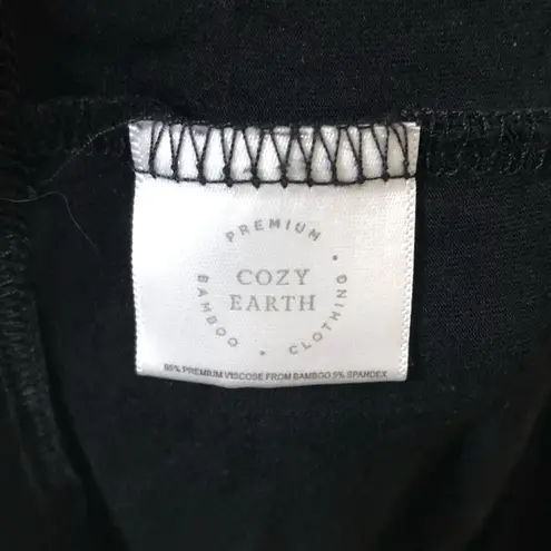 Cozy Earth Women's Bamboo Stretch Knit Long Sleeve Pajama Top in Black