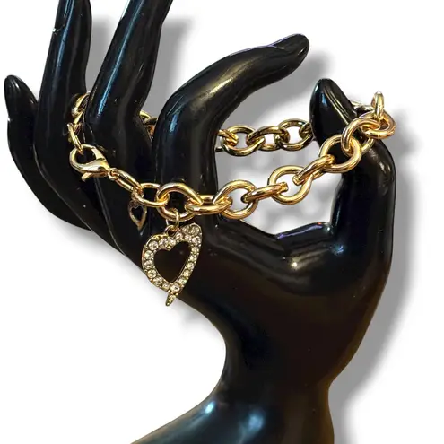 Thalia Sodi gold tone chain link heart charm bracelet
