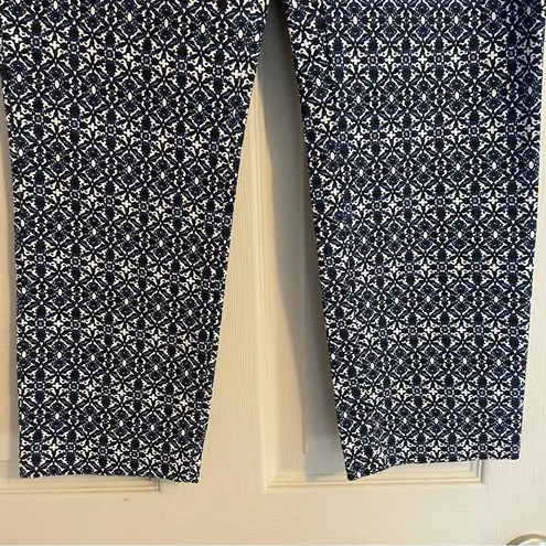 Katherine Barclay Montreal Blue White Black Stretch Patterned Pants Size 8