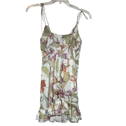 Shore Tropical Floral Above The Knee Mini Dress size medium White foliage