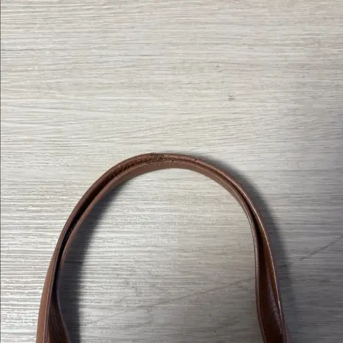 Cuyana Ash Monogramed Tan Leather Shoulder Bag