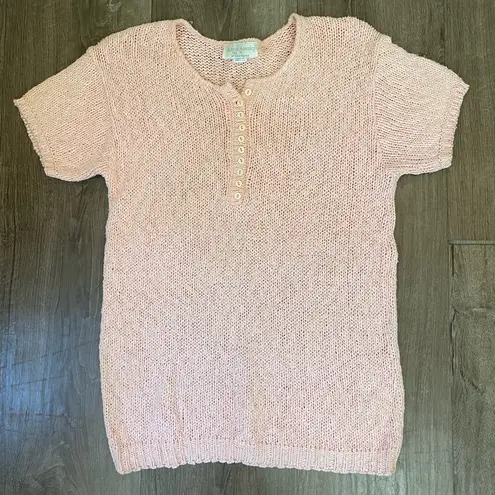 Vintage Pink Knit Sweater ~ Across America ~ Made In USA ~ 100% Cotton Size M