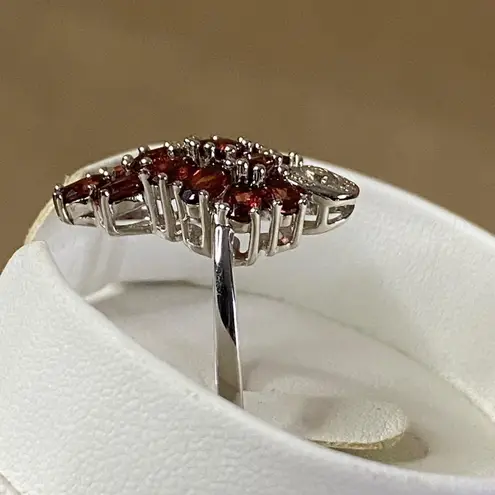 Garnet Grape Cluster Ring Silver Cocktail Ring Genuine Women's 3.71CTW Sz 8 New Red