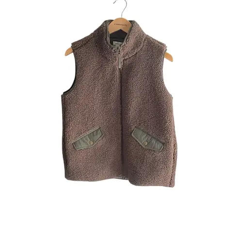 Sundance Kaia Sherpa Vest Brown & Green Teddy Vest
