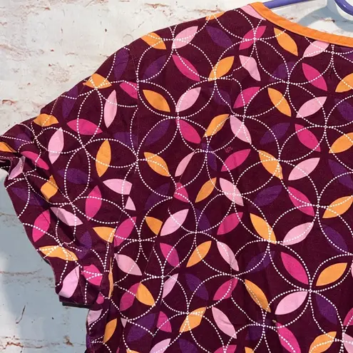 Becca Koi Women Large Pattern Short Sleeve Scrub Top Uniform Shirt Purple Orange