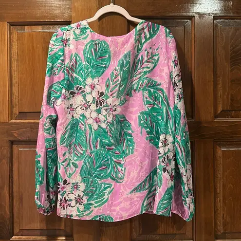 Lilly Pulitzer  NWT Aaron Silk Top Magnolia Lilac Leidees Night Size Large