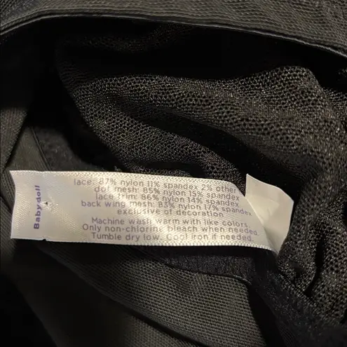 Cacique Sexy Sheer Babydoll Nightie Sz 22/24 Plus Lace Dotted Skirt Black Red