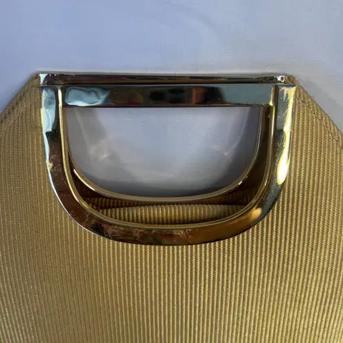 Source Unknown Hard Clutch Bag Rope Crossbody Strap Gold Metal Top Handle Retro VTG Ribbed - Image 6