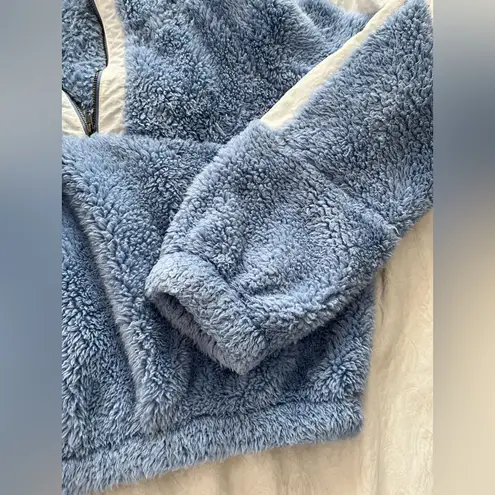 BP . Fluffy Blue Sherpa Cropped Jacket