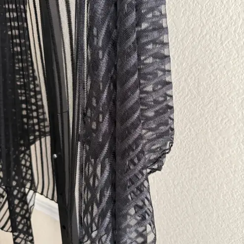 Black Office Sheer Vest Long Drape Layering Piece OS Boho Statement Lightweight Size XL