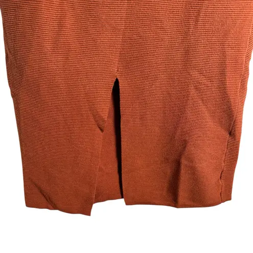 Toccin Rust Brown Sweater Knit Long Sleeve Square Neck Midi Dress Size Medium