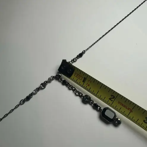 Givenchy Black Grey & Clear Rhinestone Gunmetal Necklace Y Drop Chain