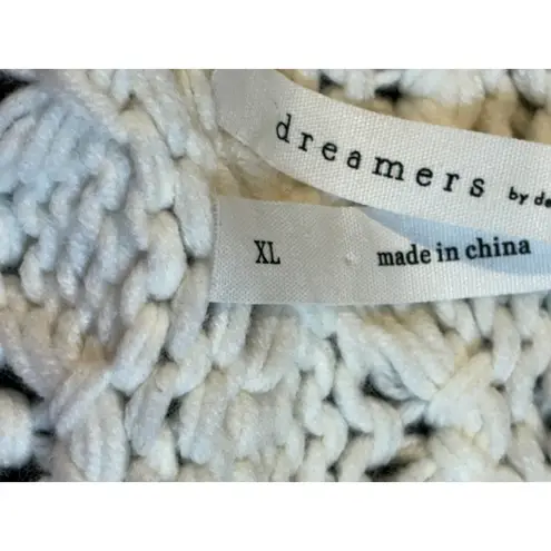 Dreamers by Debut Cardigan Sweater Pink White Striped Chunky Knit Open Size XL