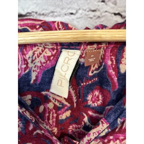 Pilcro Anthropologie Lucille Peasant Blouse Blue Pink Paisley M Floral Boho