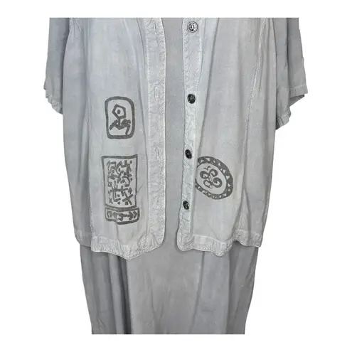 Vintage Country Wear Casuals Dress Set 2 Piece Embroidered Boho Plus Size 3X Gray