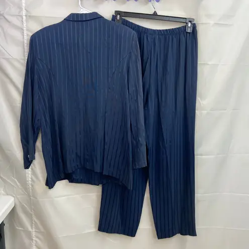 Vintage Whirlaway Frocks women's navy blue striped double breasted pantsuit 16P