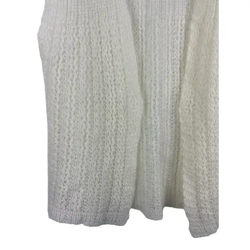VTG Women’s Ivory Knit Open Front Sweater Vest Textured Lightweight Gradmacore S