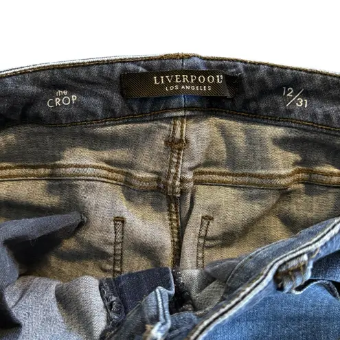 Liverpool LA The Crop Doheny Blue Denim Cuffed Capri Jeans Stretch Women’s 12/31