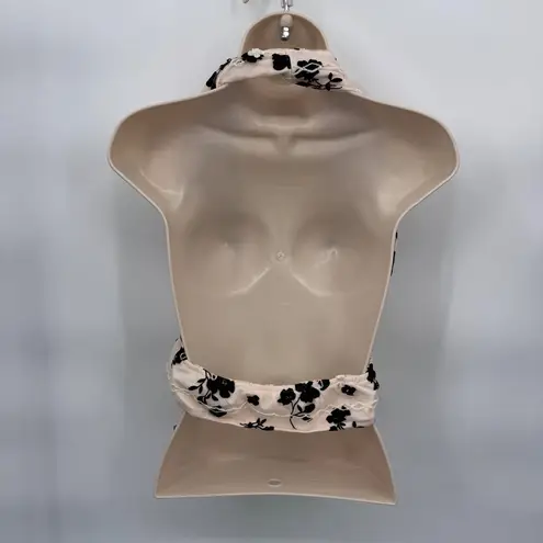 Cider Halter Romantic Top Medium Cream Black Velvet Flower Lace Embroidered NEW White