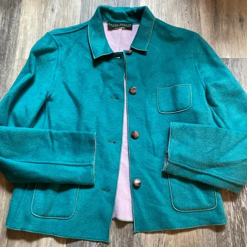 Harvé Benard Harve Benard Soft Felt Collared Teal Blazer Size Medium Purple Lining