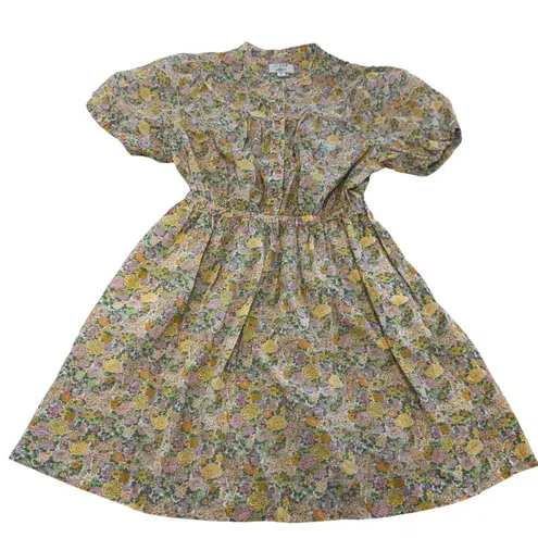 J.Crew Liberty Dress Womens Small Elysian Floral Print Short Sleeve Cottagecore Yellow