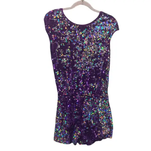Woman’s Sparkling Purple Romper Dance Ballet costume party