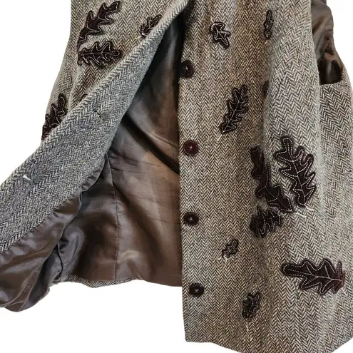 Talbots  Petites Tweed Wool Silk Blend Autumn Leaves Sleeveless Button Down Vest