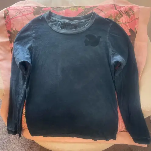 Free City artists wanted super vintage long sleeve print navy blue sustainable t shirt