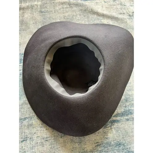 David & Young Dark Charcoal Gray Felt Wool Wide Brim Floppy Hat w Bow Gray