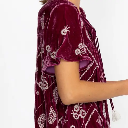 Johnny Was Devi velvet tasseled top NWT