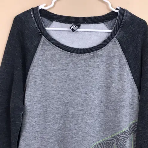 Fox Racing Women’s Gray Lime Green “FOX” Raglan Fleece Lined Sweatshirt