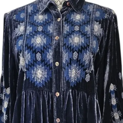 Johnny Was heavily embroidered velvet Naomi smoked shirt/jacket NWT