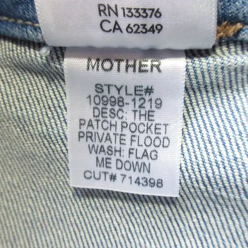 NWT Mother The Patch Pocket Private Flood in Flag Me Down Crop Jeans 25 Blue