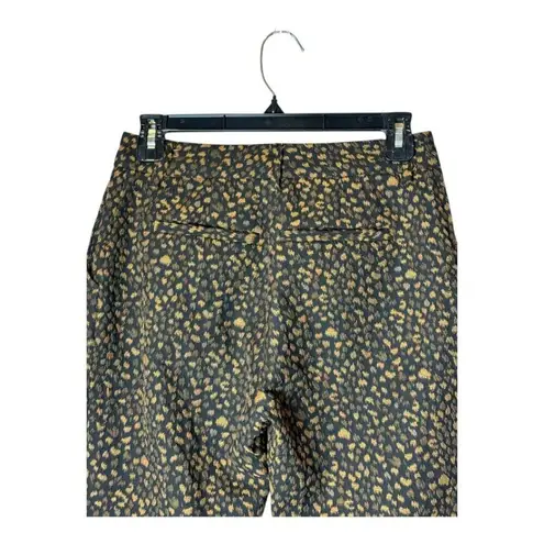 Allen Schwartz Pants Women 0 Black Brown Animal Print Split Hem Flare Trousers