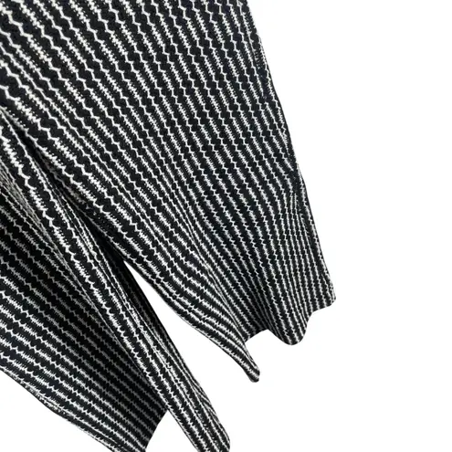 MNG Black White Textured Knit Belted Wide Leg Jumpsuit XS V