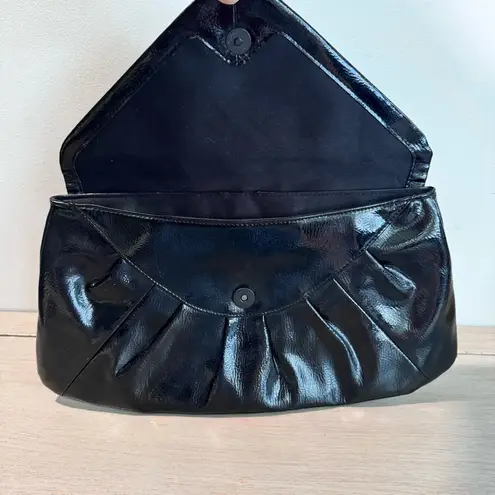 Mary Kay Large Oversized Black Vinyl Clutch Bag Jewel Snap Closure Evening Glam