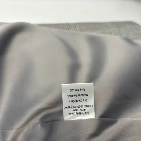 Emerson Fry Lee Blazer Jacket Houndstooth Plaid Linen Size 14 Black White